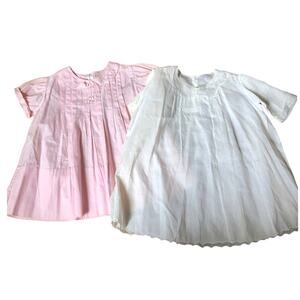 Vintage handmade Embroidered Dresses pink & white 12-18 months